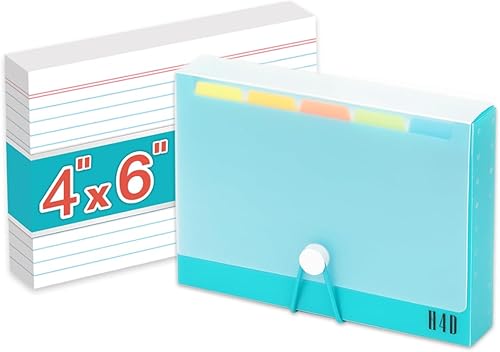 Miniatura 36 de H4D Estuche para tarjetas de índice de 3 x 5 con 100 tarjetas de índice y divisores de peso pesado, verde azulado