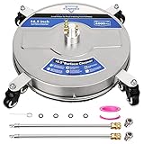 FUNNGO 16.5' Pressure Washer Surface Cleaner, Stainless Steel Power Washer Surface Cleaner with 4 Wheels 2 Extension Wands, 2 Replacement Nozzles & 1 Nozzle Cleaner, 4000 PSI
