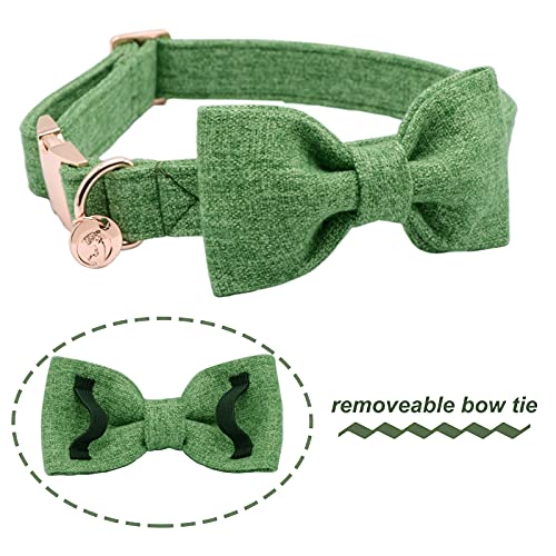 DOGWONG Cotton Dog Collar with Bow Green Pet Collar Durable Adjustable for Medium Large Dogs, X-Large (Pack of 1) - Image 2