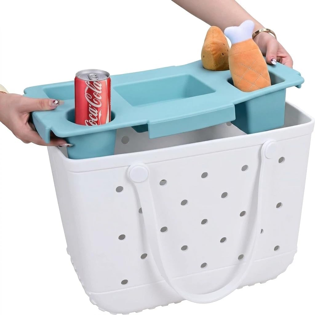 Topper Tray for Bogg Bag X-Large - Durable EVA Top Storage Lid & Cup Holder - Large Removable Tote Insert Divider and Organizer for Snack, Drinks - Beach, Pool, Travel Essentials (Mint Green)