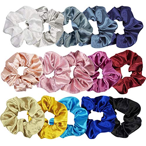 Satin Scrunchies for Hair,15PCS Hair Scrunchies for women's hair Slip Silk Scrunchies for girls,Soft & Comfortable elastic hair ties soft girl aesthetic with women accessories