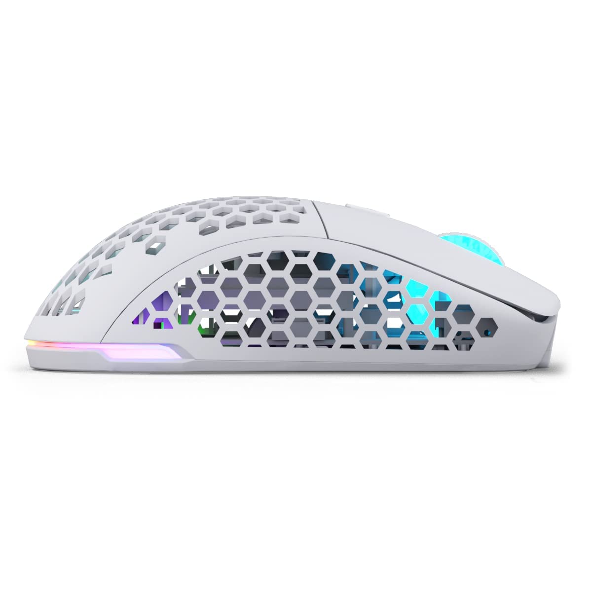 PWNAGE Ratón inalámbrico ultra personalizado para juegos Symm Gen 2.0 RGB impecable profesional PAW3370 Sensor óptico 19.000 DPI, patines 100% PTFE (lados de panal, inalámbrico, blanco)