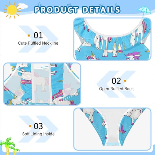 Traje de baño azul de unicornios transpirable para playa de niñas 5