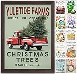 Farmhouse Wall Decor for your Home - 12x16 Rustic Wood Frame with 14 Interchangeable Sayings for the 4 Seasons, Christmas, Easter, Thanksgiving & July 4