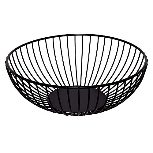 SPRINGOS Schwarzer Obstkorb aus Metall, Obstschale Ø 19 cm, Metallschale für Gemüse, Drahtkorb für Lebensmittel, Runde Brötchenschale, Esszimmer, Küche, Aufbewahrung, industrial (Schwarz, 19 x 7 cm) Cover