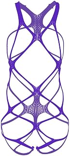 Men’s Strappy Lace Harness Top Sheer Elastic Cutout Camisole Mesh Lingerie Stage Club Costume Adjustable Stretch