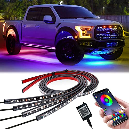 AUTOPOWERZ 90cm Car atmosphere light APP/ Music Control rhythm lamp Automotive voice-activated chassis Multicolor RGB Led Light