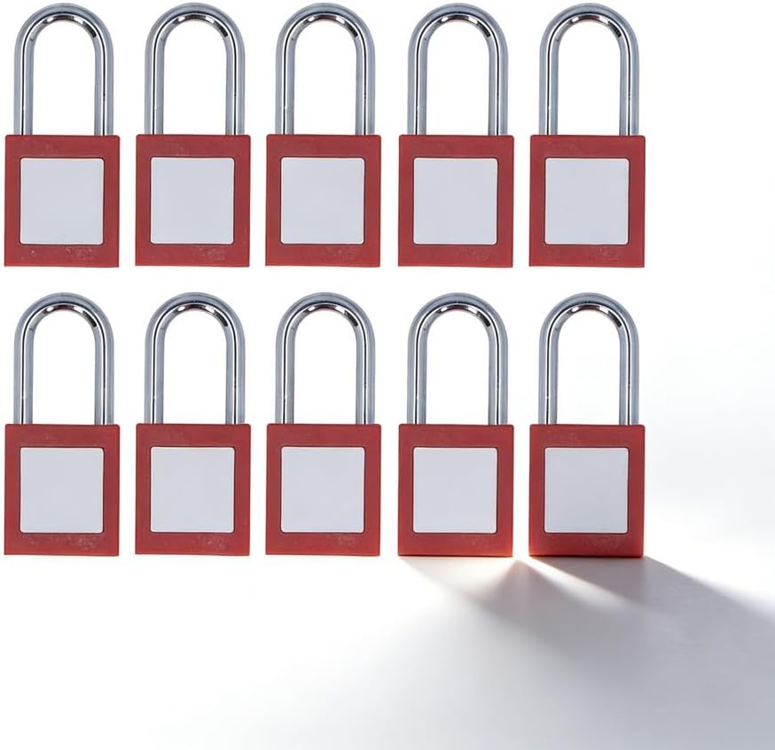 Lockout Tagout Cable Lock, Nylon Body, Plated Metal Lock Beam, 10 Pieces - Reusable, Durable Safety Locks for Industrial and Electrical Use