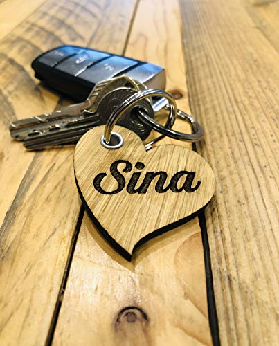 Jackplott Herz Schlüsselanhänger mit Gravur aus 5mm Eiche Name nach Wunsch Cover