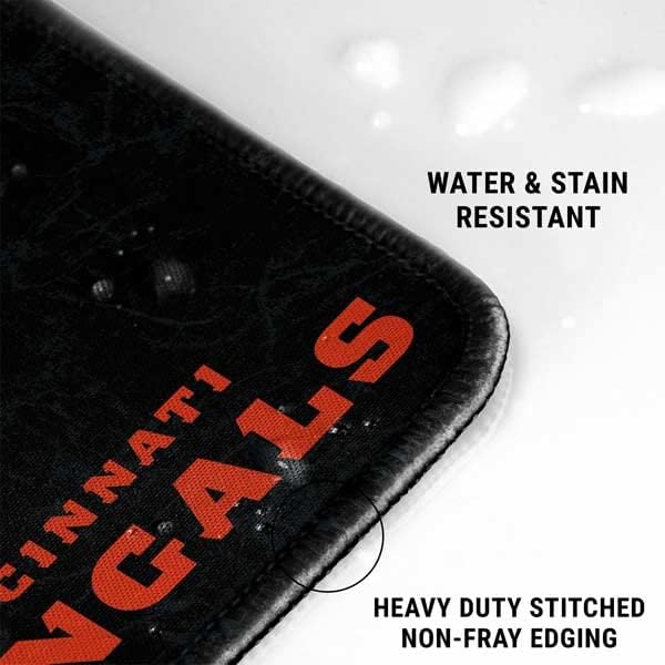 Skinit Medium Gaming Mouse Pad - Officially Licensed Cincinnati Bengals - Distressed Design with Stitched Edges, Waterproof, Non-Slip Rubber Base, Desk Mat for Keyboard & Mouse, 17.7" x 15.75" inches