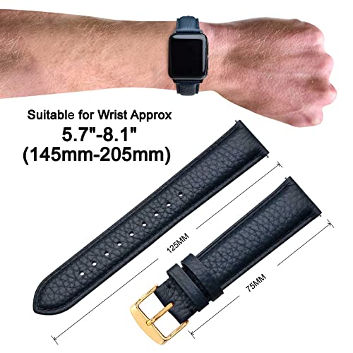 Image of ANNEFIT Watch Band 18mm, Quick Release Textured Padded Leather Straps with Gold Buckle for Men and Women (Dark Blue)