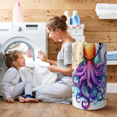 Panier linge coloré pieuvre pliable avec poignées jouets - 8