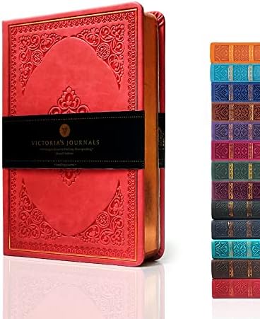 VICTORIA'S JOURNALS Leatherette Vintage Journal Hard Cover Lined Notebook Old Looking Travel Diary, A5 Size 5.7'' x 8.1''