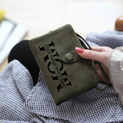 Personalized Gifts for Mom - Custom Womens Wallet with Names, Gifts for Mothers Day Mom Birthday - Customized Ladies Wristlet Wallet Coin Purse Bifold Cards Holder, Black4