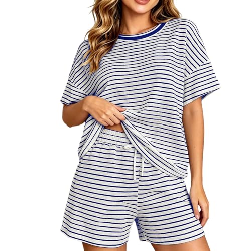 Survêtement 2 pièces femme en tissu doux respirant, t-shirt manches courtes et short ample