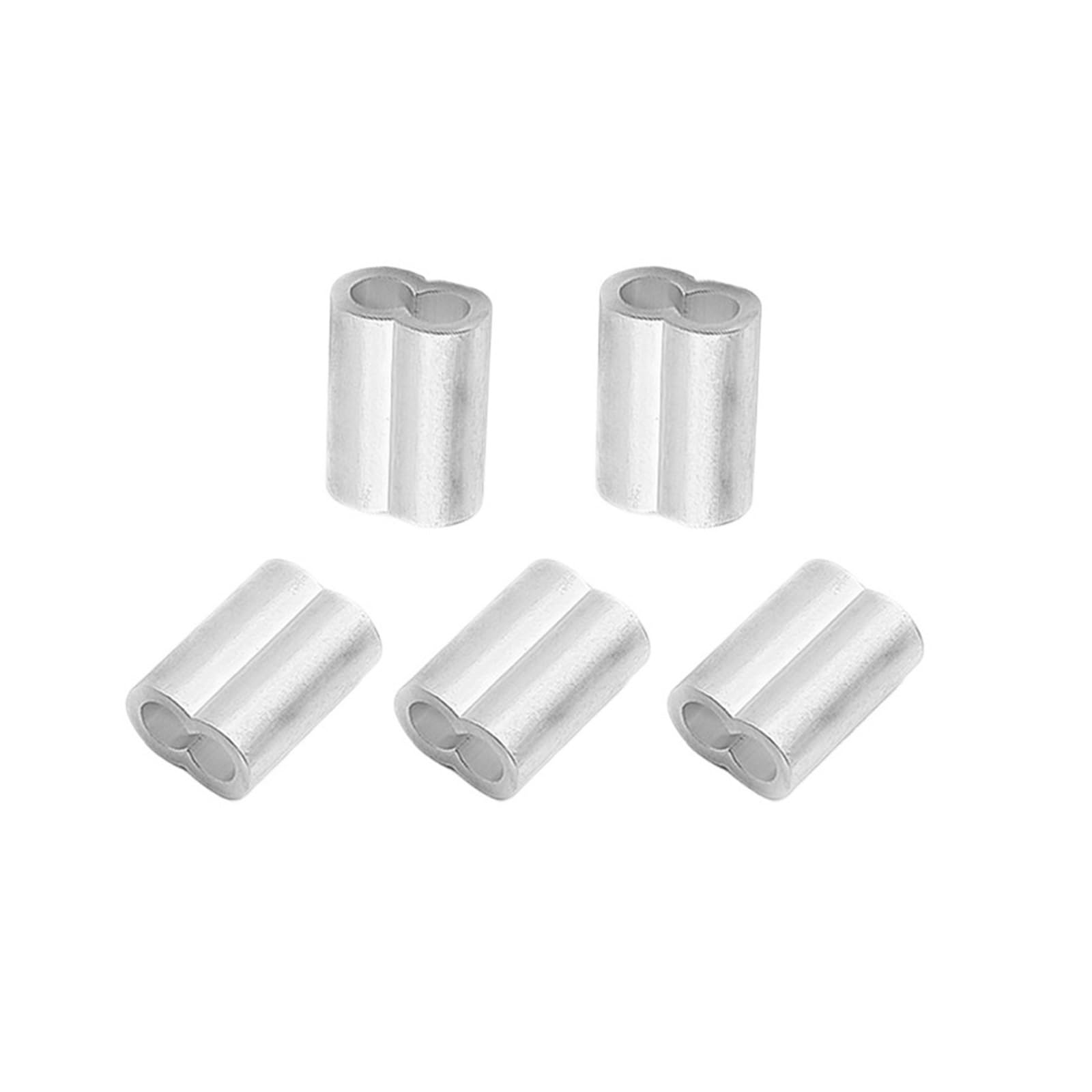 Clip con manicotto a crimpare in alluminio, Confezione da 50 manicotti di crimpatura for cavi metallici a doppio foro in alluminio, argento M1-M6(M6)