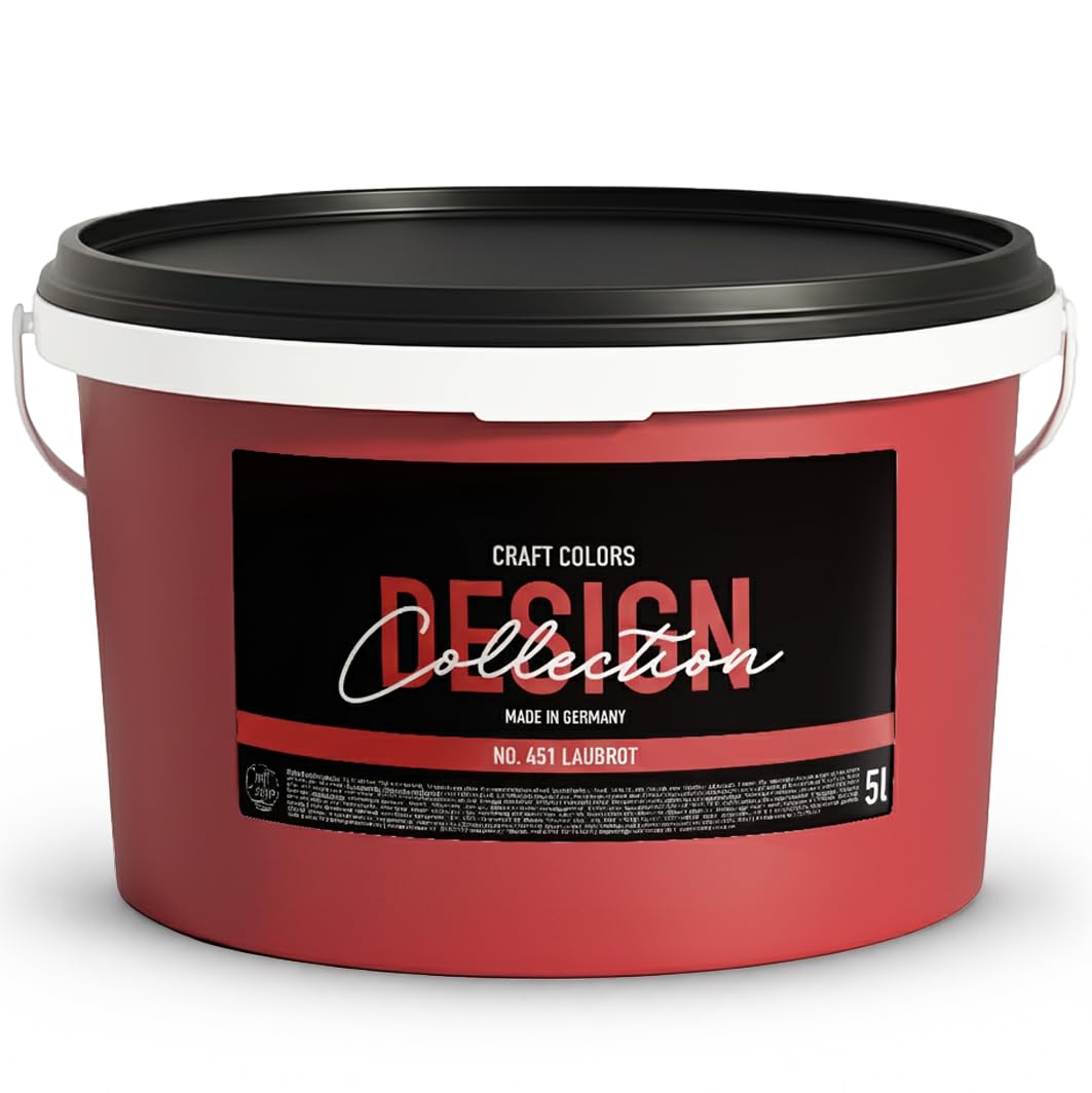Craft Colors® Peinture murale de qualité supérieure - Finition mate - Fabriquée en Allemagne - Collection Design n° 451 - Rouge naturel (2,5 Litres)