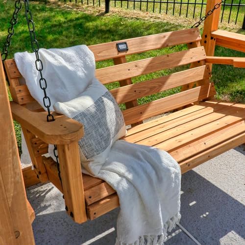 Image of Backyard Discovery Callahan 8' x 5' Cedar Wood Outdoor Patio Pergola Swing Bench with Trellis, Two-Person Seating, Chains, Water Resistance, 600 Lb Weight Capacity for Porch, Patio, Deck, Garden