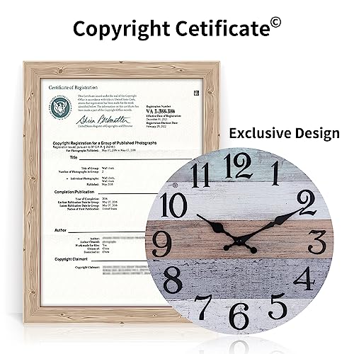Image of KECYET Wall Clock 10 Inch Silent Non Ticking Wall Clocks Battery Operated,Rustic Vintage Clock for Bathroom Kitchen Bedroom Office Living Room(Grey)