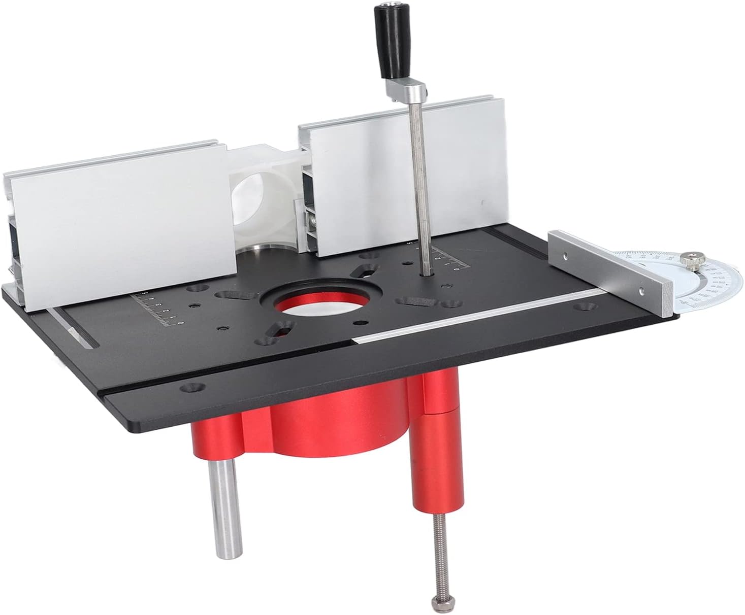 Router Table Insert Plate with Lifting Base & Support Rod System for Woodworking,Trimming,and Chamfering