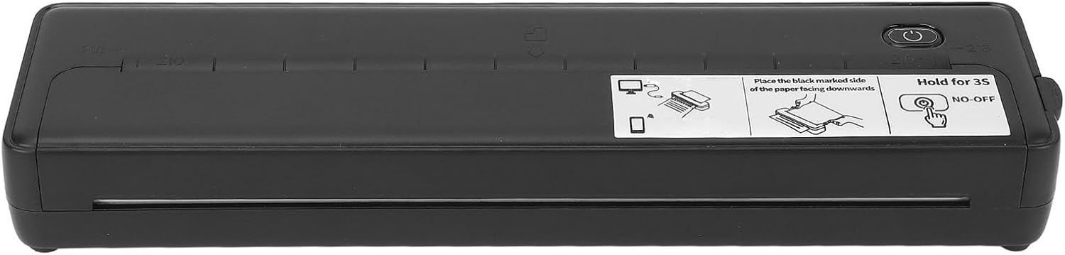 AUNMAS Portable Bluetooth Thermal Printer, Wireless Inkless Printer with 203DPI Resolution for A4 Paper, Compatible with iOS Laptop for Travel Office Home (Black)