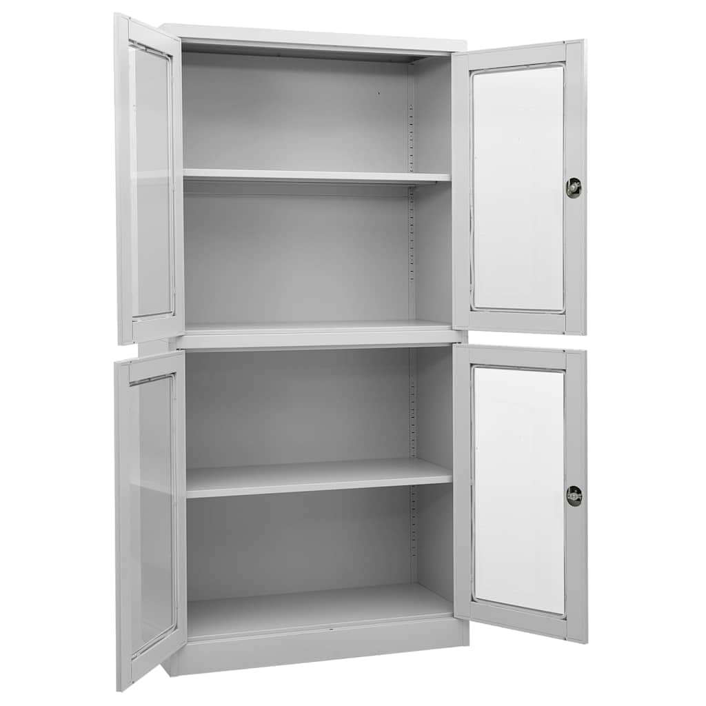 Armoire de Bureau 4 Portes 90x40x180 cm Acier Gris avec Serrures