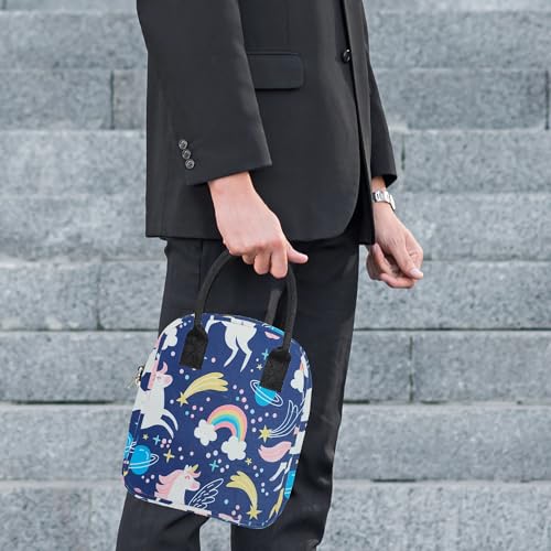Image of Textile Fabric Lunch Bag Office Tiffin Bags for Men Women | Insulated Hot /Cold Travel Lunch Bag | for Lunch Tiffin Box & Bottle (Unicorn), 5 Liter,Multicolor