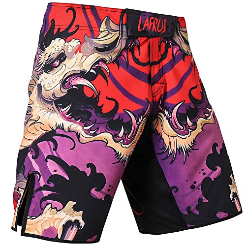 LAFROI Mens MMA Cross Training Boxing Shorts Trunks Fight Wear with Drawstring and Pocket-QJK01