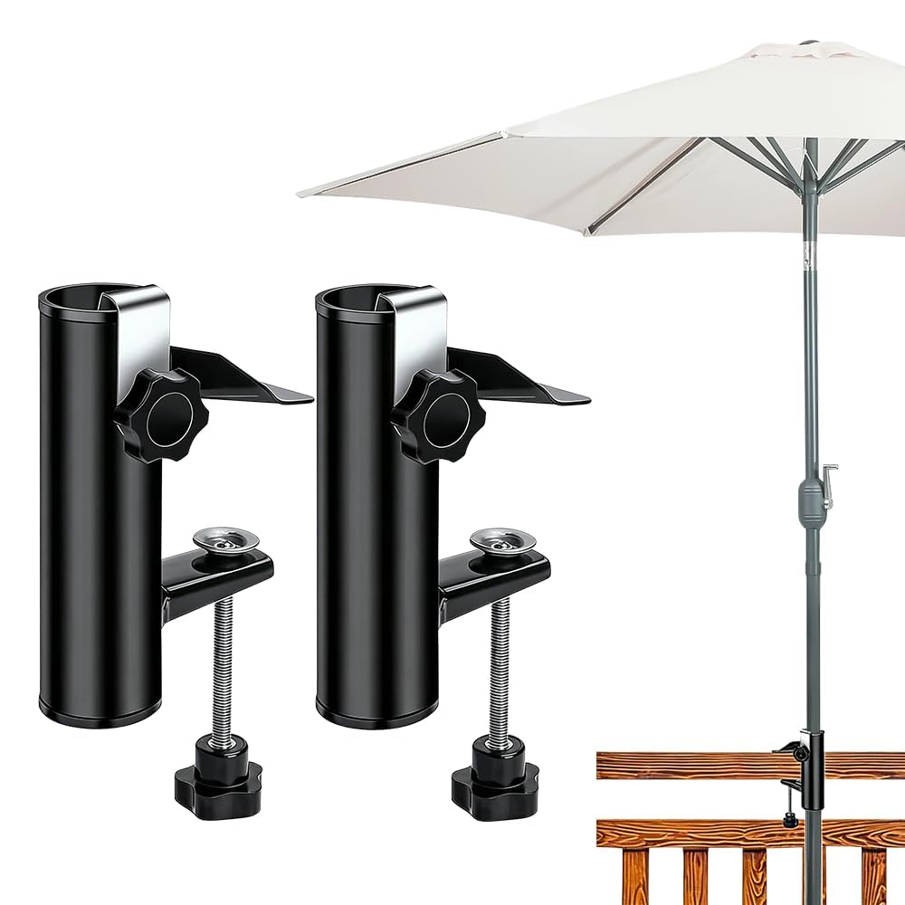 Soporte de Sombrilla para terraza y barandilla con 2 piezas metálicas 19-38 mm