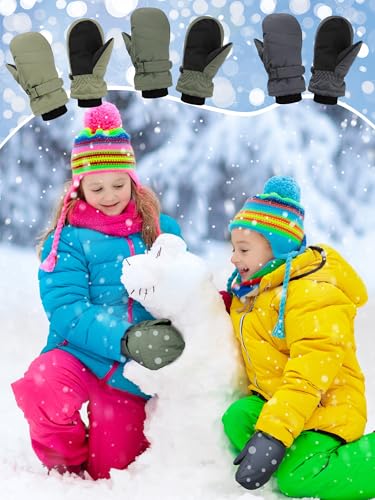 Image of SATINIOR Kids Snow Mittens Waterproof Winter Ski Gloves Warm Thicken Snow Gloves for Girls Boys