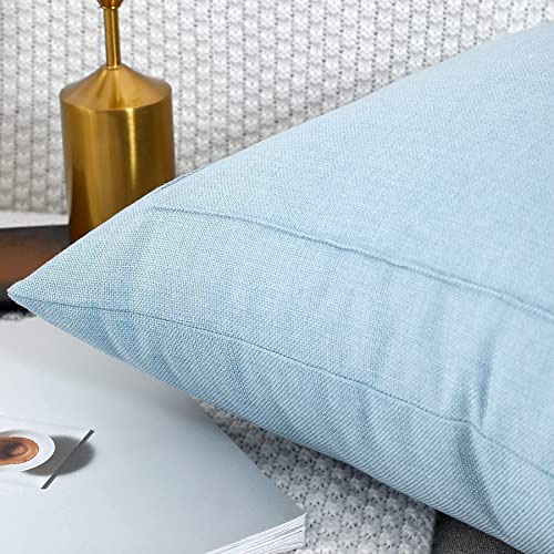 Jepeak Burlap Linen Throw Pillow Covers Cushion Cases Pack Of 2 Farmhouse Modern Decorative Solid Square Pillow Covers For Sofa Livingroom Home Decoration (22 X 22 Inch, Baby Blue) #TOP3