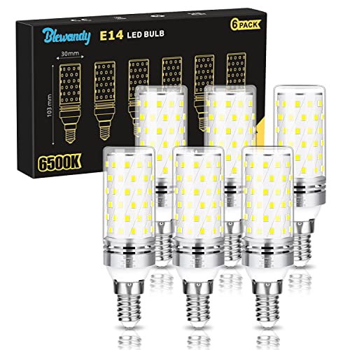 Blewandy 12W Lampadina LED E14, Lampadine LED Equivalenti a 100W Lampadine Alogene, 1200Lm Alta Luminosità 6500K Luce Freddo Non Dimmerabile No Sfarfallii, 6 Pezzi
