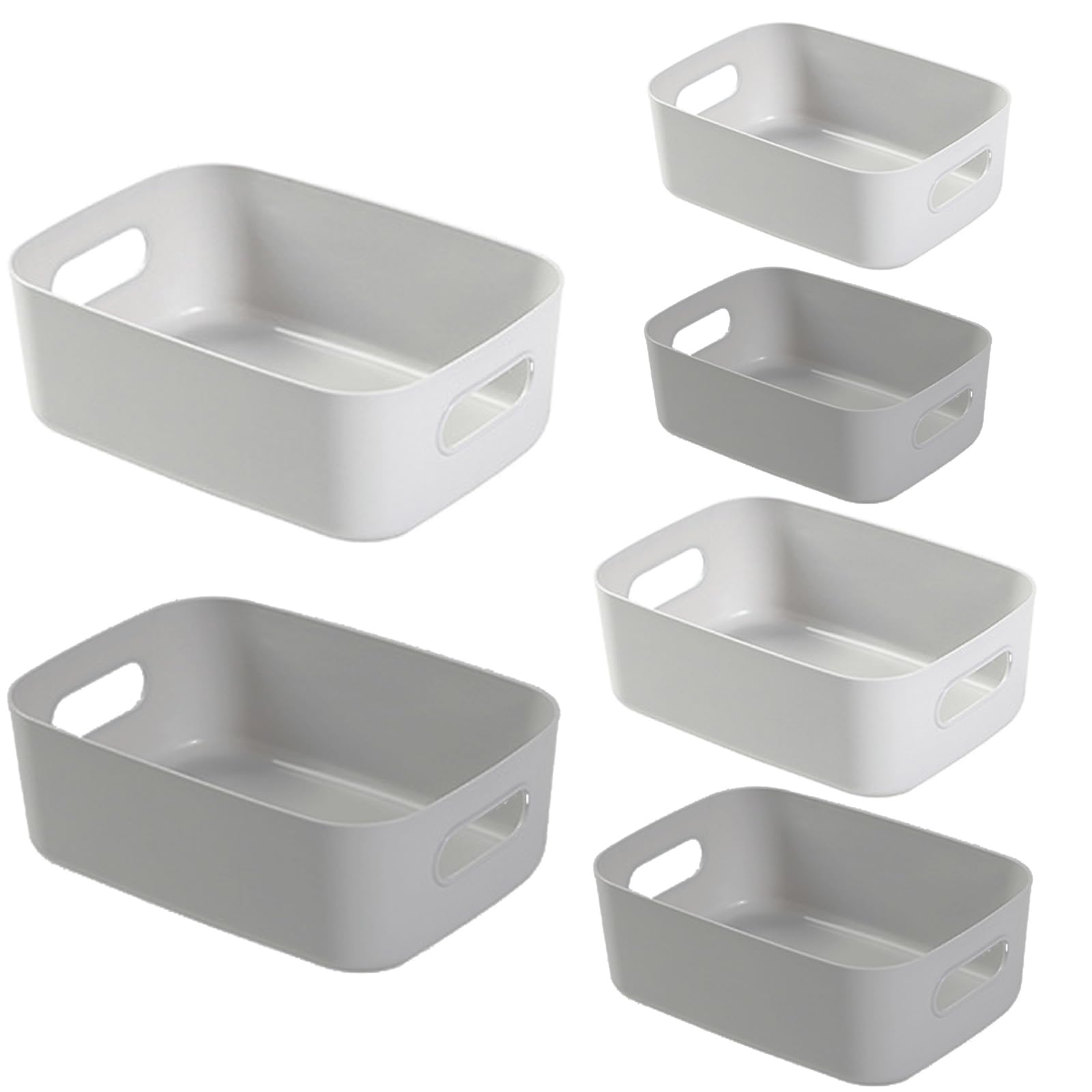 6 Stück Aufbewahrungsbox Kunststoff, Aufbewahrungsboxen mit Griffen, 6 Farben 3 Größen Aufbewahrungskorb Ordnungsbox für Regale,Schubladen,Büro,Bad,Spielzeug,Küche