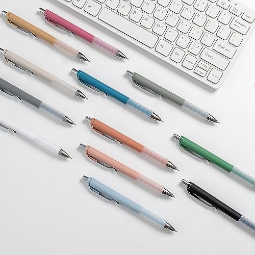Image of Linbsunne Ballpoint Pens Black Medium Point 1mm Pen with Super Soft Grip Ball Point Pen for Men Women Retractable Pens (silver-12 pcs)
