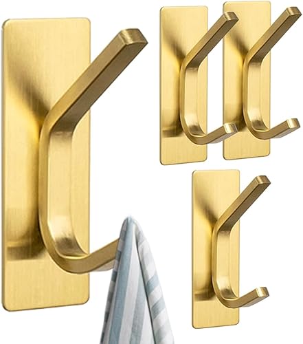 Miniatura 8 de 4 ganchos de pared autoadhesivos para colgar toallas y abrigos, colgador de doble gancho para pared, ganchos de toalla para baños, cocina (A_Negro)