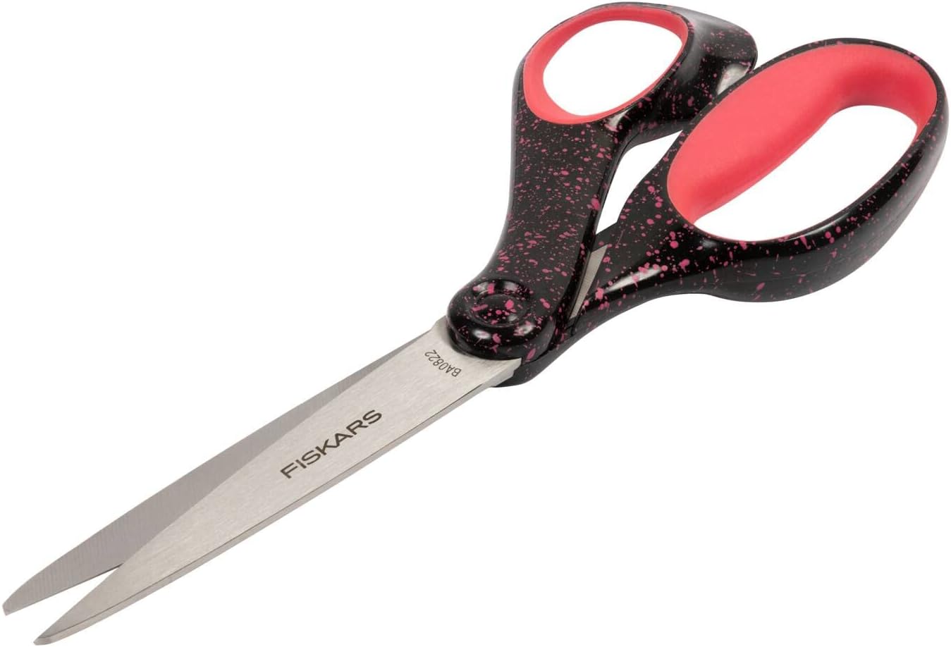 Fiskars 20 cm Soft Grip Right Handed Scissors, Stainless Steel/Pink Speckle, 1067868