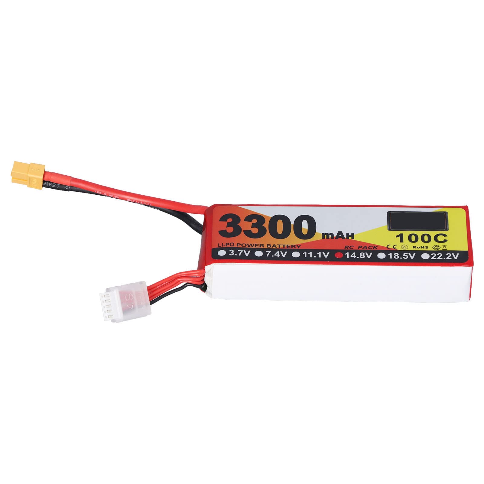 Batteria Lipo da 3300 MAh 14,8 V 100 C per Modelli RC con Spina XT60 – Ideale per Elicotteri e Automobili