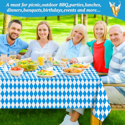 Image of Mulbozy Oktoberfest Tablecloth 4 Pack, 54 x 108 Inch Plastic Table Cloth