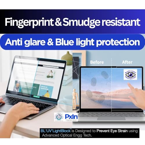 Image of Pxin Blue Light Blocking Screen Protector Compatible with MacBook Pro 16 inch 2021 M1 Pro /M1 Max A2485, Anti-Blue Light Blocking & Anti-Glare Laptop Screen Protector