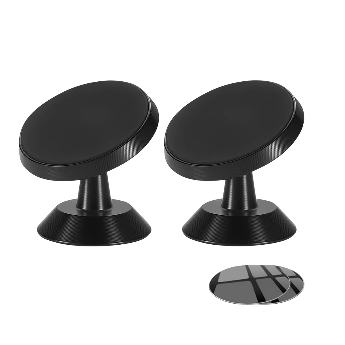 Lot de 2 supports magnétiques pour téléphone de voiture, support de téléphone portable pour tableau de bord, 4 aimants intégrés, rotation à 360° et adhésif puissant, compatible avec tous les