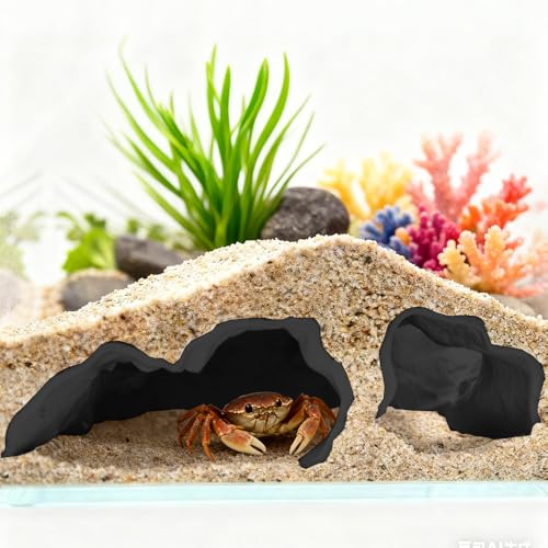 Forgaemax Aquarium Höhle für Fische - ABS-Kunststoff Versteck Dekoration für Welse Garnelen Süßwasserfische mit Mehrkammern & Eingängenl (Schwarz)