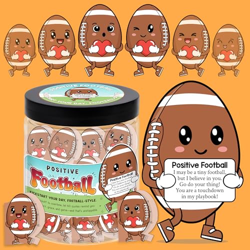 Positive Football Jar – 60pcs Daily Cute Emotional Support Quotes, Affirmation Cards, Motivational...