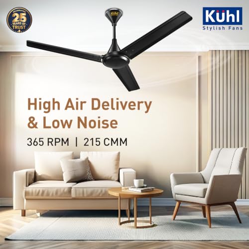 Image of KUHL Fest B1 1200mm BEE 5-Star BLDC Ceiling Fan | 28W Energy Saving (Up to 65%) | High Airflow & Low Noise | Remote as well as Regulator Operated | 5 Year Motor Warranty | ISI Marked (Black)