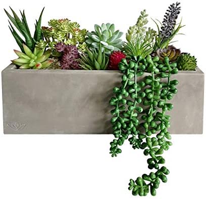 GreenBoxx Tropical Artificial Succulent Plants Potted - Faux Succulents Wall Decoration Cement Planter | Fake Plant for Weddings, Home Table Centerpiece, Hanging, Window Sill and Home Decor, 16 Pcs