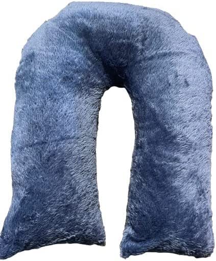 Foamtouch Teddy V Shaped Complete V Pillow Orthopaedic Luxury Nursing Pregnancy Back Support with Zipped Pillow Case Neck Maternity Back Support Soft Warm Plush Cosy (Blue Grey)