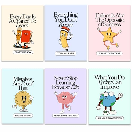 Set Of 6 Pieces Growth Mindset Posters, Colorful...
