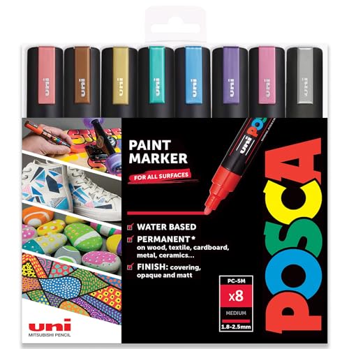 Posca para Colorear - PC-5M Metálico Conjunto de 8 - en Caja de R...