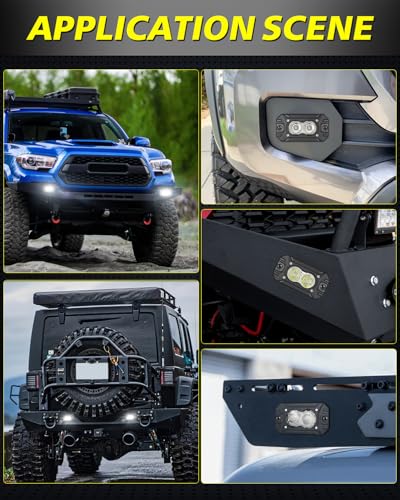 Image of Flush Mount LED Pods, AKD Part CREE LED Flush Bumper Fog Lights 40W Driving Combo Offroad Light Backup Reverse Lights Pods Scen Camper Light for Trucks Pickup SUV UTV ATV