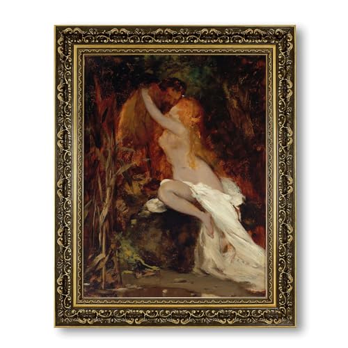 Vintage Framed Lovers Embrace Canvas Print Oil Paintings Reproduction World