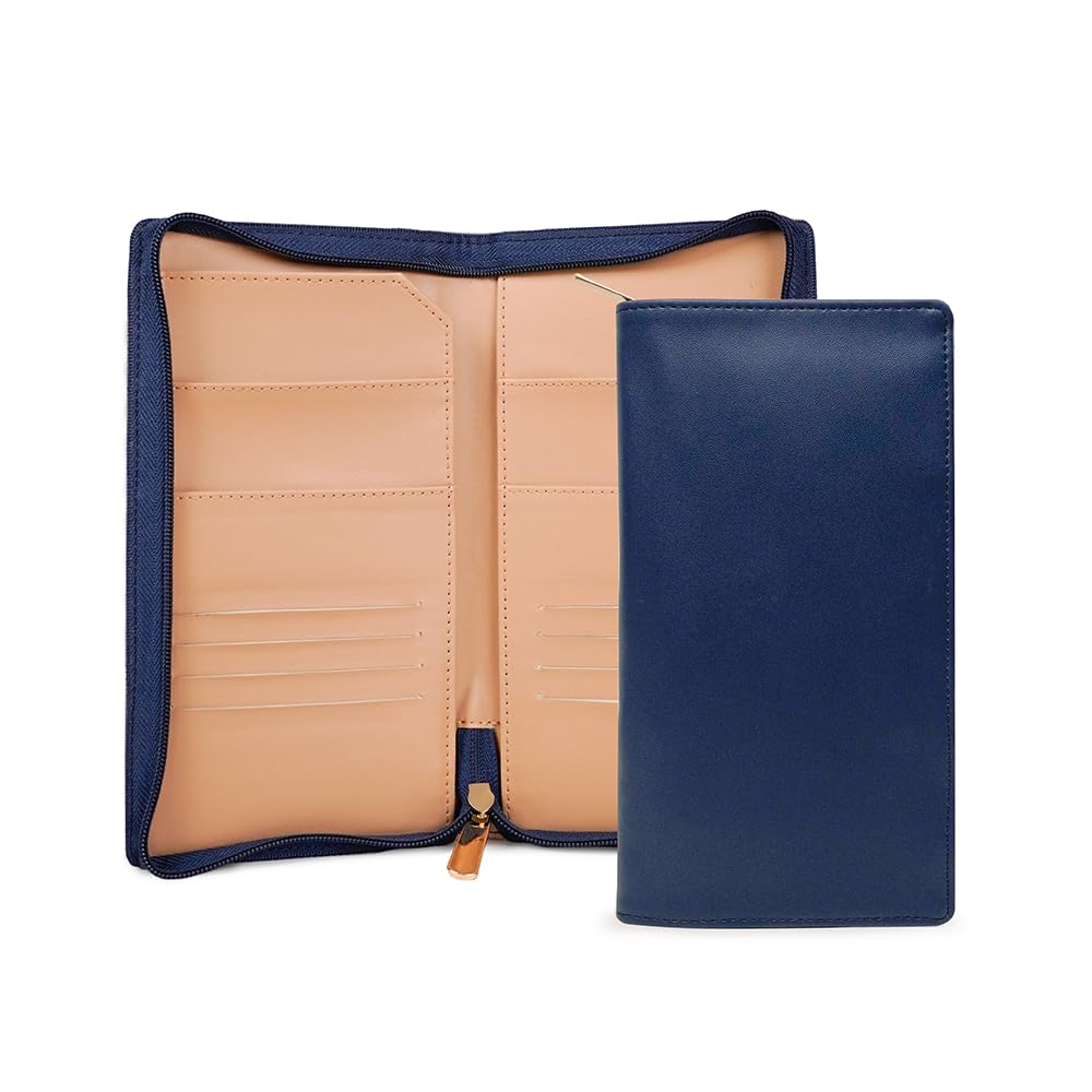 custo Family Passport Holder with Zipper, Customized Family Travel Organizer, Vegan Leather ID & Document Organizer, Personalized Sleek Travel Wallet (Midnight Blue)-picture-10